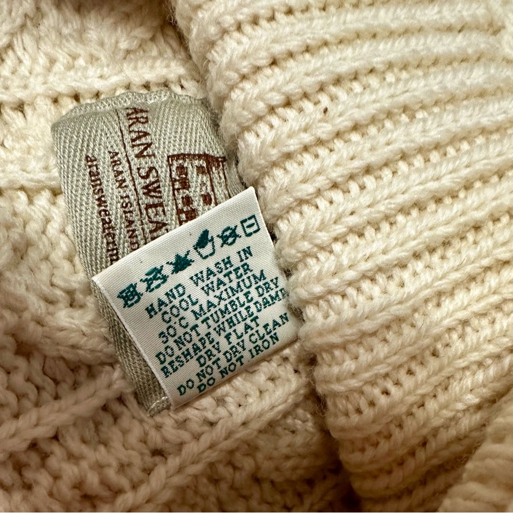 Merino hooded Aran sweater coat / tunic / sweater  - small - Picture 6 of 10